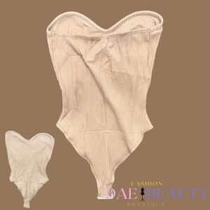 Beige Ribbed Bodysuit